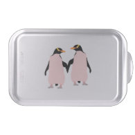 Gay Pride Lesbian Penguins Holding Hands Cake Pan