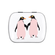Gay Pride Lesbian Penguins Holding Hands Candy Tins