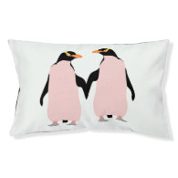 Gay Pride Lesbian Penguins Holding Hands Small Dog Bed