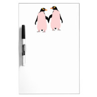 Gay Pride Lesbian Penguins Holding Hands Dry-Erase Board