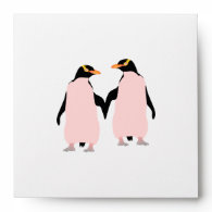 Gay Pride Lesbian Penguins Holding Hands Envelopes