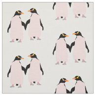 Gay Pride Lesbian Penguins Holding Hands Fabric