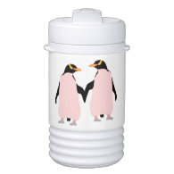 Gay Pride Lesbian Penguins Holding Hands Igloo Beverage Cooler