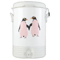 Gay Pride Lesbian Penguins Holding Hands Igloo Beverage Dispenser
