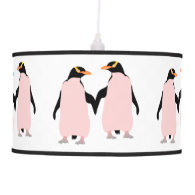 Gay Pride Lesbian Penguins Holding Hands Ceiling Lamp
