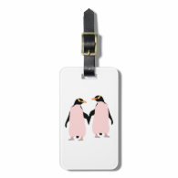 Gay Pride Lesbian Penguins Holding Hands Tag For Luggage