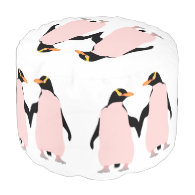 Gay Pride Lesbian Penguins Holding Hands Round Pouf