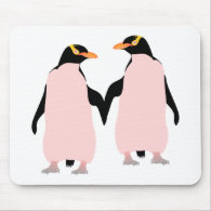 Gay Pride Lesbian Penguins Holding Hands Mouse Pad