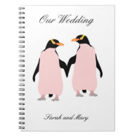 Gay Pride Lesbian Penguins Holding Hands Note Books