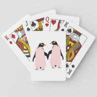 Gay Pride Lesbian Penguins Holding Hands Card Decks