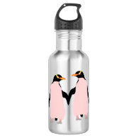 Gay Pride Lesbian Penguins Holding Hands 18oz Water Bottle