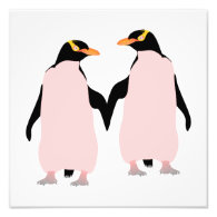 Gay Pride Lesbian Penguins Holding Hands Photo Art