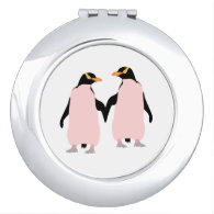 Gay Pride Lesbian Penguins Holding Hands Makeup Mirrors