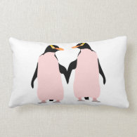 Gay Pride Lesbian Penguins Holding Hands Pillows