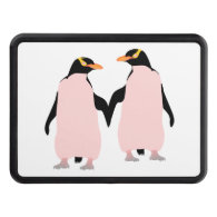 Gay Pride Lesbian Penguins Holding Hands Trailer Hitch Covers