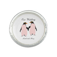 Gay Pride Lesbian Penguins Holding Hands Photo Rings