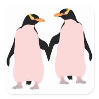 Gay Pride Lesbian Penguins Holding Hands Square Sticker