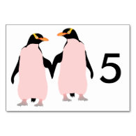 Gay Pride Lesbian Penguins Holding Hands Table Cards