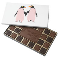 Gay Pride Lesbian Penguins Holding Hands 45 Piece Box Of Chocolates