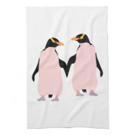 Gay Pride Lesbian Penguins Holding Hands Towel