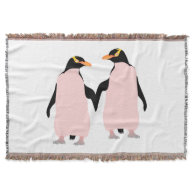 Gay Pride Lesbian Penguins Holding Hands Throw Blanket