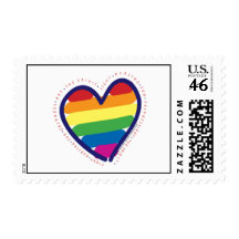 Gay Pride Love Heart Postage Stamps