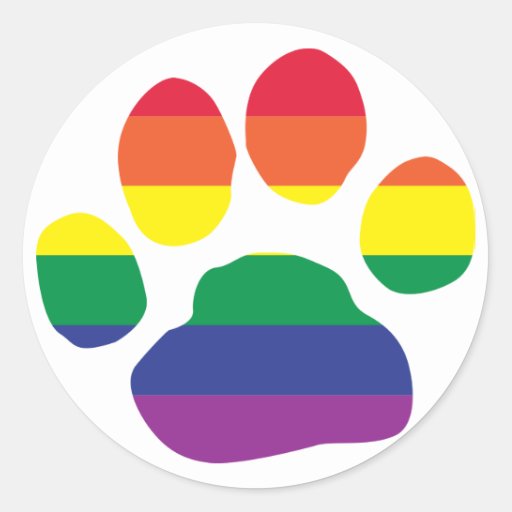 Gay Pride Paw Print Classic Round Sticker Zazzle 