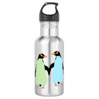 Gay Pride Penguins Holding Hands 18oz Water Bottle