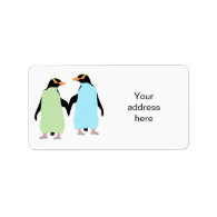 Gay Pride Penguins Holding Hands Address Label