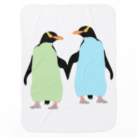 Gay Pride Penguins Holding Hands Baby Blanket