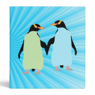 Gay Pride Penguins Holding Hands Binders