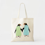 Gay Pride Penguins Holding Hands Budget Tote Bag