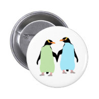 Gay Pride Penguins Holding Hands 2 Inch Round Button