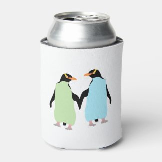 Gay Pride Penguins Holding Hands Can Cooler