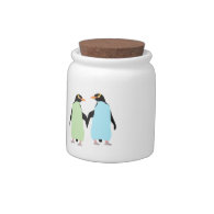Gay Pride Penguins Holding Hands Candy Jar