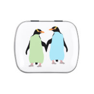 Gay Pride Penguins Holding Hands Jelly Belly Candy Tins
