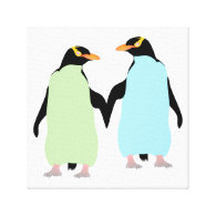 Gay Pride Penguins Holding Hands Canvas Prints