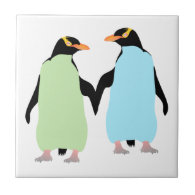 Gay Pride Penguins Holding Hands Ceramic Tile