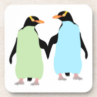 Gay Pride Penguins Holding Hands Coasters