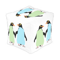 Gay Pride Penguins Holding Hands Cube Pouf
