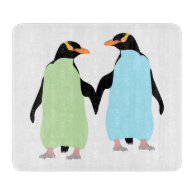 Gay Pride Penguins Holding Hands Cutting Boards