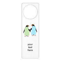 Gay Pride Penguins Holding Hands Door Knob Hangers