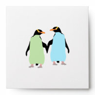 Gay Pride Penguins Holding Hands Envelopes