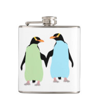 Gay Pride Penguins Holding Hands Flasks