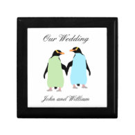 Gay Pride Penguins Holding Hands Gift Box
