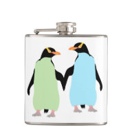 Gay Pride Penguins Holding Hands Hip Flask