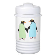 Gay Pride Penguins Holding Hands Igloo Beverage Dispenser