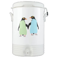 Gay Pride Penguins Holding Hands Igloo Beverage Dispenser