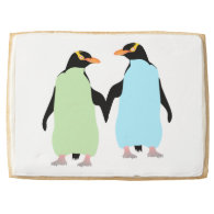 Gay Pride Penguins Holding Hands Jumbo Cookie