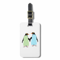 Gay Pride Penguins Holding Hands Luggage Tag